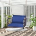 thumbnail image 1 of Gymax Patio Rattan Porch Swing Single Person Hanging Seat w/ Seat & Back Cushions Backyard, 1 of 10