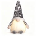 thumbnail image 2 of Christmas Decorations Indoor Outdoor, Light Up Sequin Christmas Gnome with Glowing Beard, Faceless Swedish Tomte Decor for Shelf, Mantel, Tabletop, 2 of 8