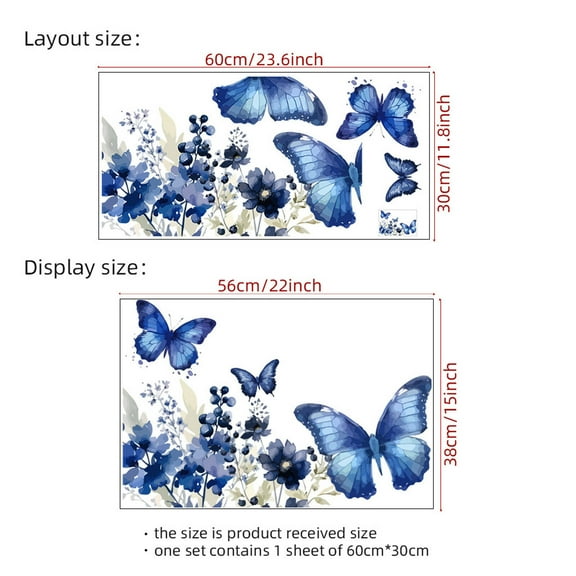 CCOCC Wall Paper,Fresh Blue Butterfly Design Wall Decals,PVC Wall Stickers Decor,30*60CM