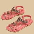 thumbnail image 4 of hoksml Women's Boho Beaded Flat Sandals, Elastic Ankle Strap Open Toe Summer Shoes, Multicolor, 4 of 6