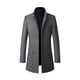 thumbnail image 1 of Chaqueta de abrigo de hombre con solapa de botón de tela de lana de color sólido de lana Pompotops  oipoqjl12879, 1 of 5