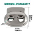 thumbnail image 2 of 8pcs Plastic Spring Cord Locks Rope Fastener Double Holes Toggle Stoppers Sliders for Backpack Shoelaces, Silver Tone, 2 of 7