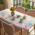 thumbnail image 3 of Easter Eggs Table Cloths for 4 Foot Rectangle Tables, Spring Daisy Eucalyptus Leaves Vintage Patio Waterproof Elastic Fitted Tablecloths, Washable Rectangular Table Cover for Camping, 3 of 8