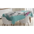 thumbnail image 1 of Ambesonne Yorkie Tablecloth Rectangular Table Cover, Headphones Music Dog, 52"x70", Pale Blue White, 1 of 3