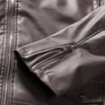 thumbnail image 5 of Zedker Men's Faux Leather Motorcycle Jacket Long Sleeve Hoodless Biker Jacket for Winter Zipper Coat Outerwear for with Pockets Brown XL, 5 of 7