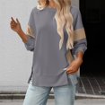 thumbnail image 2 of Duoif Womens Sweatshirt Women's Oversized Crew Neck Sweatshirt - Loose Top with Side Slit Sweatshirt for Women Grey S, 2 of 4