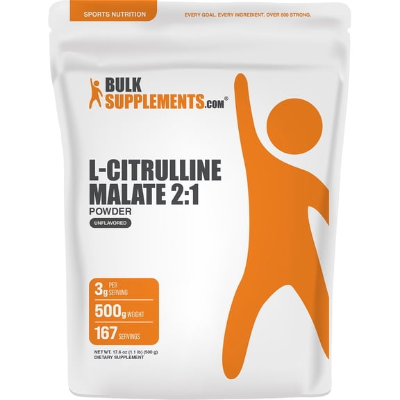 BulkSupplements L-Citrulline Malate 2:1 Powder - Amino Acid Supplement, Citrulline Supplement - Unflavored, 500g (1.1 lbs)