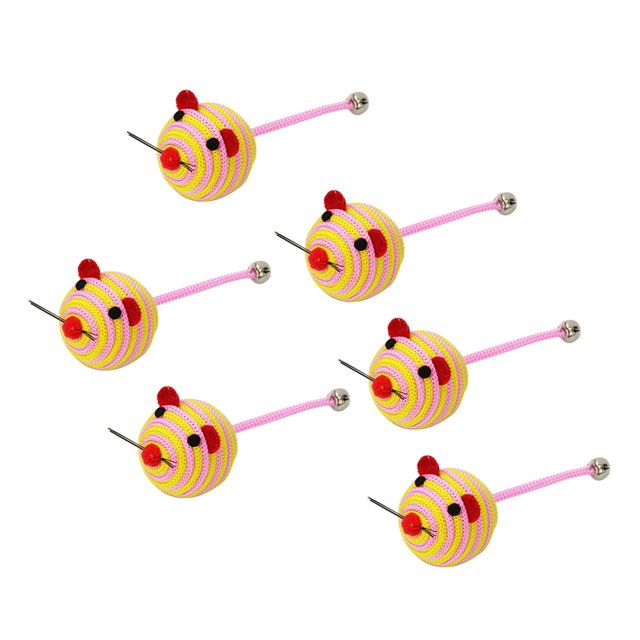 6 uds. Bola de arcoíris con forma de ratón con campana, juguete para gatos, Color aleatorio (nailon) Likrtyny Para estrenar