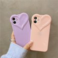thumbnail image 4 of 3D Love Heart Cute Phone Case For iPhone 14 11 12 13 15 Pro Max X XR XS 7 8 Plus Candy Color Solid Soft Silicone Tpu Back Cover, 4 of 5