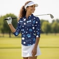 thumbnail image 3 of Garronmavis Blue Dog Paw Women's Golf Shirt and Sun Visor Hat Set 4-Way Stretch Women Workout Tops Breathable Fabric for Camping Fishing Music Festival Machine Washable Quick Dry, 3 of 7