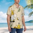 thumbnail image 3 of Gukieu Gnomes Bees And Sunflowers Print Men's Short-sleeved Shirts, Button-down Lapel Hawaiian Shirts, T-shirts, Beach Vacation Summer Casual Wear,XX-Large, 3 of 7