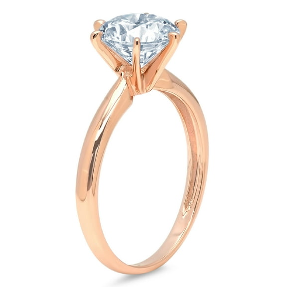 2 ct Round Cut Natural Sky Blue Topaz Solitaire Engagement Ring for Women in 18K Rose Gold