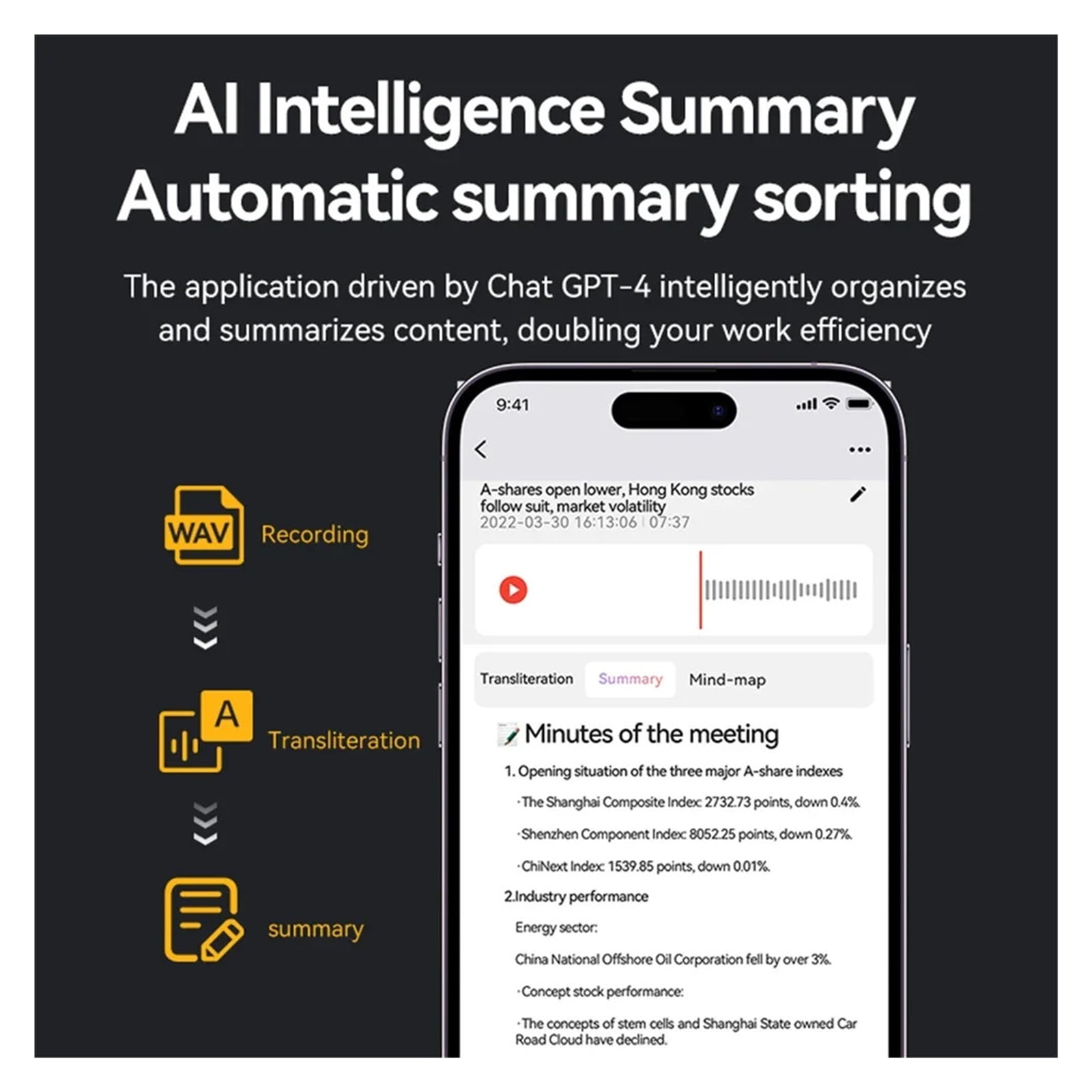 AI Voice Recorder APP Control Recorder Transcribe & Summarization