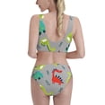 thumbnail image 3 of Picia Cute Dinosaur Women's High Waisted Bikini Scoop Neck Swimsuit Two Pieces Bathing Suit-Small, 3 of 8