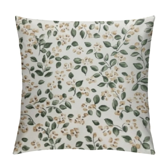 Patifu Spring Daisy Floral Pillow Covers Sage Green Brown Beige Vintage Flowers Decorative Pillow Cases Set Block Print Throw Pillows Farmhouse Decor for Sofa Couch Cushion Outdoor 12x12in