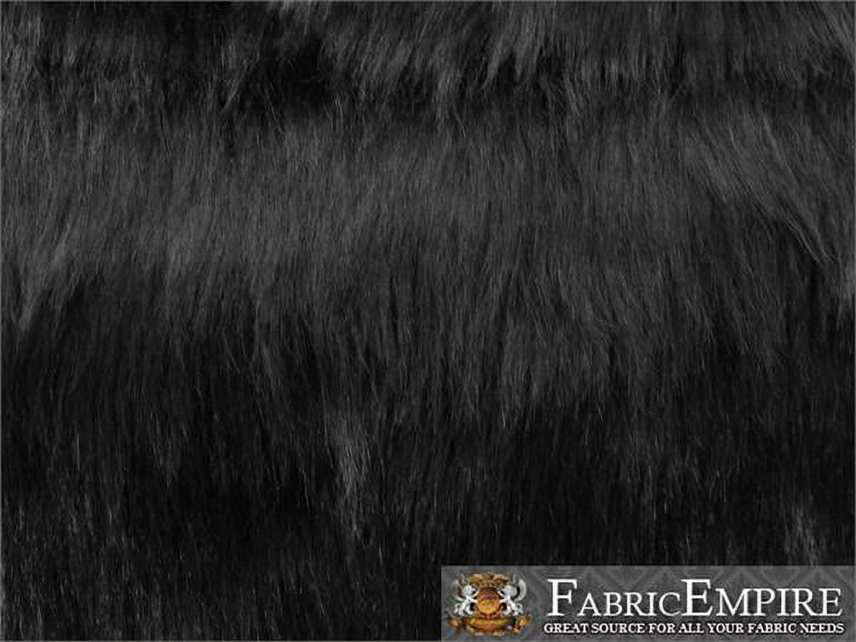Faux Fur Fabric Long Pile Monkey Shaggy BLACK / 60" Wide / Sold by the yard