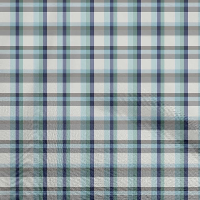 oneOone Polyester Spandex Aqua Blue Fabric Check Sewing Material Print Fabric By The Yard 56 Inch Wide