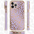 thumbnail image 4 of Funda para iPhone 13 Pro Max con revestimiento de leopardo, elegante y de lujo, con protector de cámara de TPU suave, a prueba de golpes, con esquinas traseras protectoras, color morado, 4 of 8