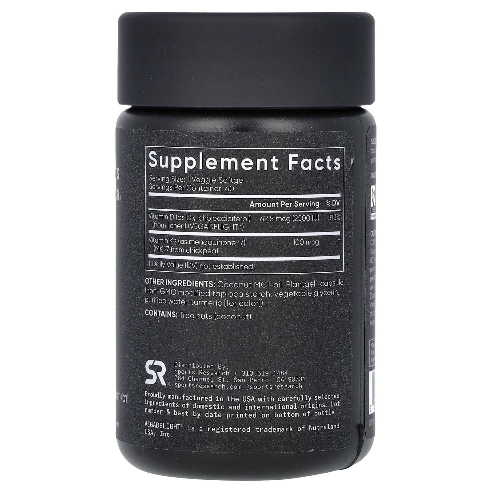 Sports Research D3 + K2, Plant-Based, 60 Veggie Softgels