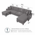 thumbnail image 3 of Hudson Sectional Couch with Double Chaise in French Gray Herringbone Fabric, 3 of 7