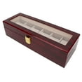 thumbnail image 4 of Wooden 6 Grid Luxury Watch Display Box Watch Storage Holder Box (Burgundy), 4 of 8