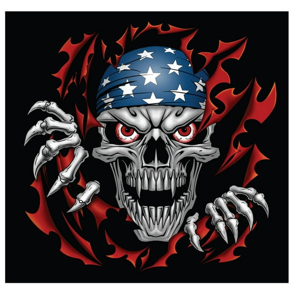 SKULL with FLAGGED CAP DECAL (GRP-105)