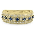 thumbnail image 3 of Dazzlingrock Collection 10K Round Blue Sapphire, White Diamond Ladies Ring Yellow Gold Size 7, 3 of 4