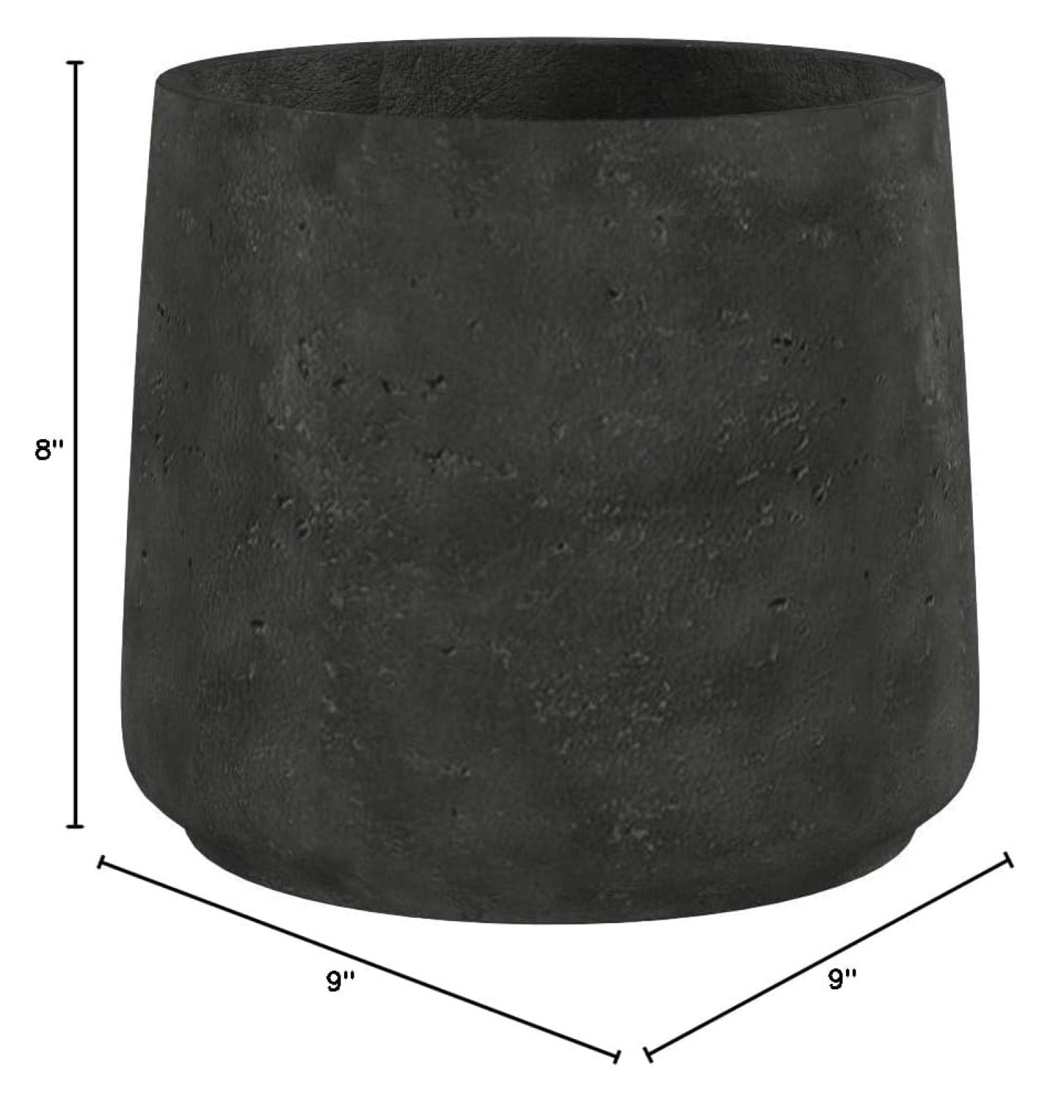 Black Washed Fiberstone Planter Indoor and Outdoor Flower Pot 8" H x 9" W