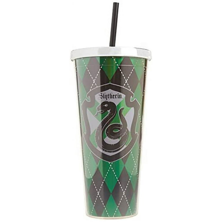 Spoontiques - Harry Potter Tumbler - Slytherin Foil Cup with Straw - 20 oz  - Acrylic - Green
