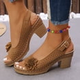thumbnail image 2 of Orthopedic Platform Sandals Women Flower Design Arch Support Leather Wedge, 2 of 9