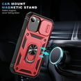 thumbnail image 5 of ELEHOLD Rugged Case for iPhone 16e 2025,Heavy Duty Hybrid Camera Lens Protector 360° Rotation Ring Holder Card Slot Kickstand Function Anti-Slip Shockproof Case,Red+Black, 5 of 9