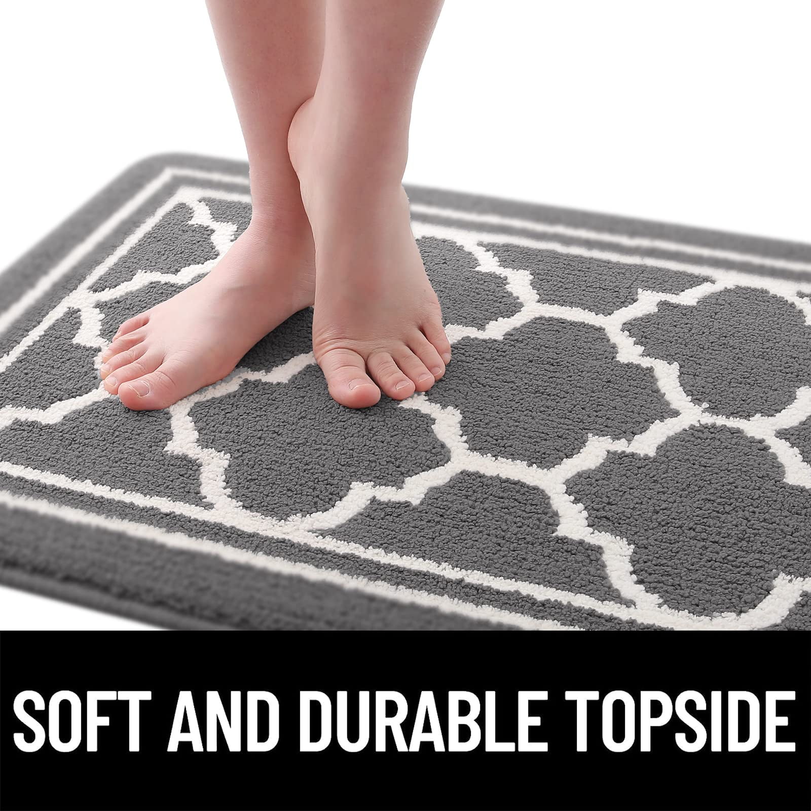 Buganda Door Mats Indoor, 24"×36", Water Absorbent Low Profile Anti-Slip Front Door Mat, Door Rugs for Entrance, Grey