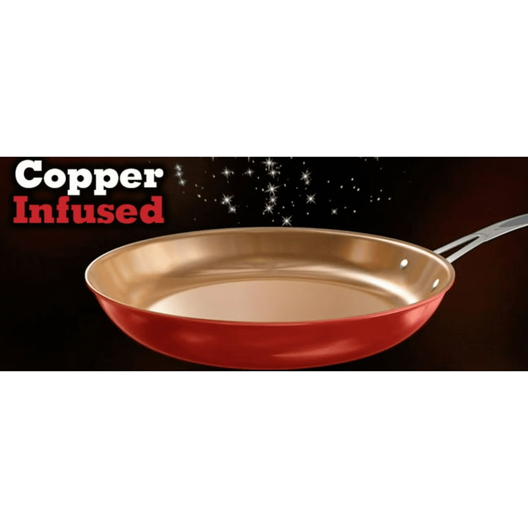 2 Red Copper Square Dance Nonstick Frying Cookware Non Stick Ceramic Fry Pan  for sale online