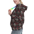 thumbnail image 2 of Lsque Skull and Red Roses Pattern Casual Women's Hoodie,Hooded Sweatshirt with Kangaroo Pocket,Pullover Hoodie with Eye-catching Drawstrings-Medium, 2 of 7