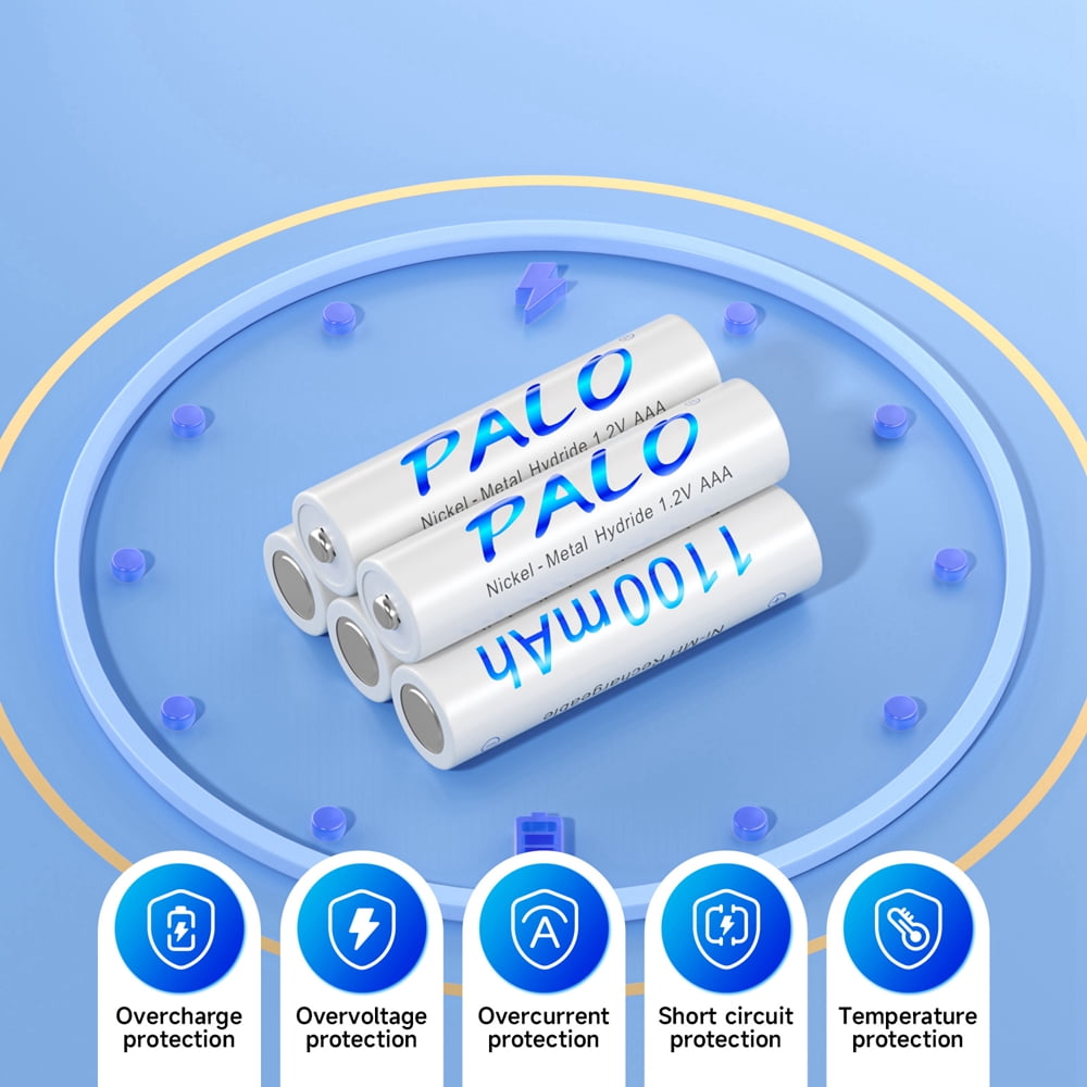 Palogreen AAA Rechargeable Battery 10-Pack 1.2V Ni-MH Triple A Batteries 1100mAh with Battery Case fot solar light