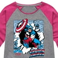 thumbnail image 3 of Marvel Captain America - Panels - Toddler and Youth Girls Shirt Tail Raglan, 3 of 5