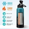 thumbnail image 2 of 40oz Vacuum Insulated Water Bottle - Keep Cold 48H Hot 24H, Combo Straw & Spout Lids, Survival Paracord Handle, Bottle Carrier Bag w/ Strap, Protective Boot, Stainless Steel Water Jug Metal Flask, 2 of 9