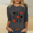 thumbnail image 2 of Penkiiy T-shirt Imprimé Mode Saint-Valentin pour Femmes Manches 3/4 Blouse Col Rond Hauts Décontractés L Gris, 2 of 5