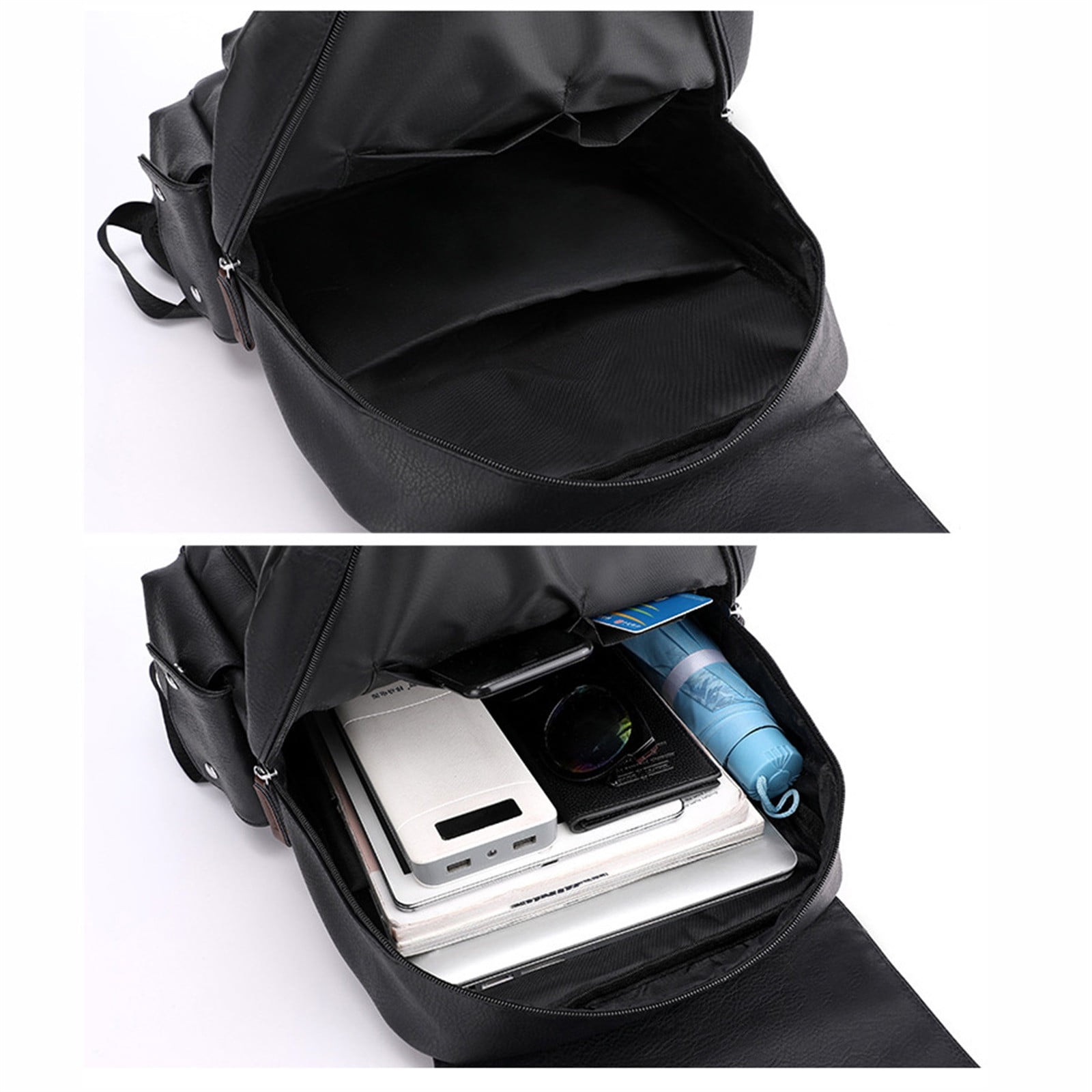 TACILIP Storage Bag, Leather Laptop Backpack for Men, Work Business Travel Office Backpack College Bookbag, Casual Computer Backpack Fits Notebook 15.6 Inch, Organizer