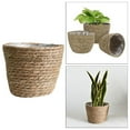 thumbnail image 4 of Rustic Handcrafted Straw Natural Seagrass Plant Basket Flower Pot Holder Storage Lining Planter Pots Container Flowerpot indoor and outdoor - 19x19x25CM Large, 4 of 9