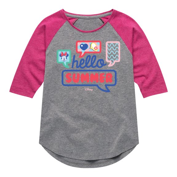 Mickey & Friends - Hello Summer - Toddler And Youth Girls Raglan Graphic T-Shirt