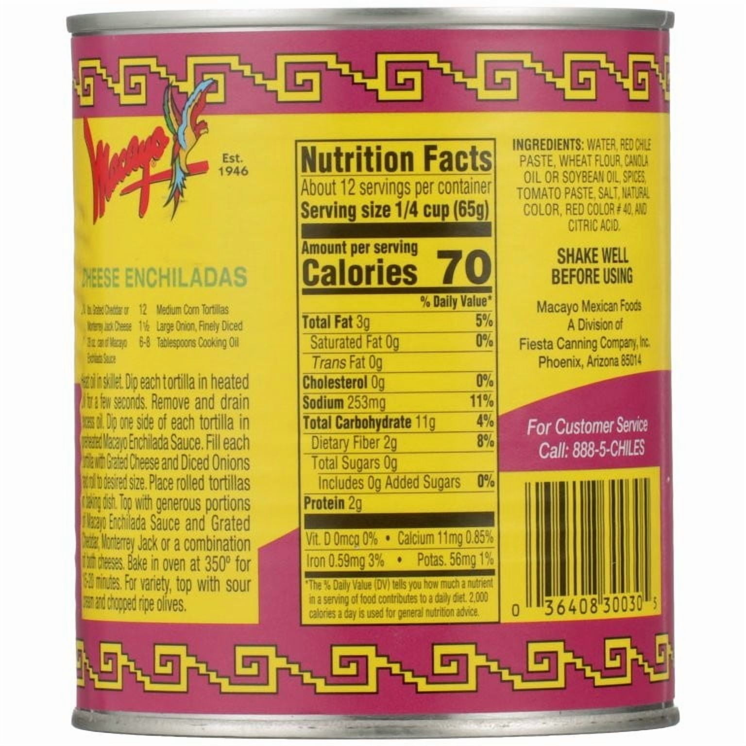 Macayo Mexican Foods Enchilada Sauce
