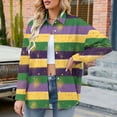 thumbnail image 6 of Sexlip Womens Mardi Gras Striped Button Down Shirt Long Sleeve Design Breathable Fabric Relaxed Silhouette for Casual Outings Green XL, 6 of 9