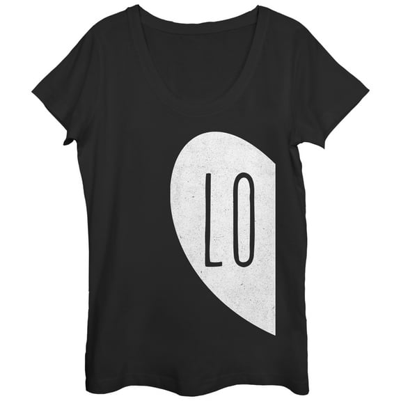 Women's Lost Gods LO Half Love Heart Scoop Neck Black 2X Large
