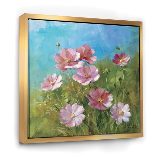 Red Wildflowers on A Green Meadow - Traditional Framed Canvas
