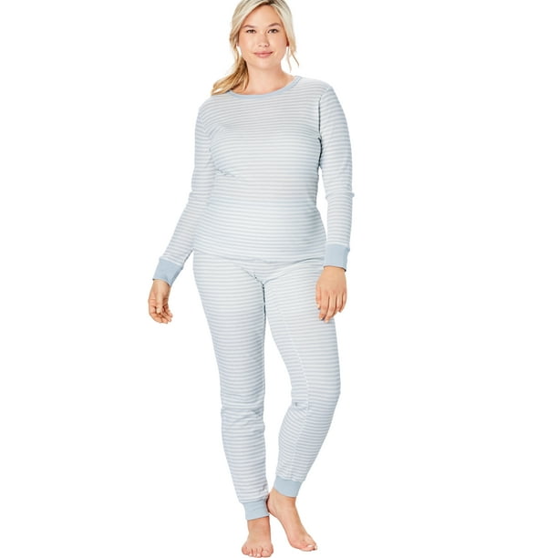 kasseapparat peber Långiver Comfort Choice Women's Plus Size Thermal Waffle Long Sleeve Tee Long  Underwear Top - M, Pearl Grey Stripe Gray - Walmart.com
