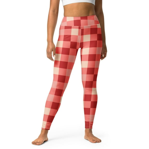 Strange and Cozy Women's Red Checkered Picnic Print Leggings - Casual Everyday Style (XS)