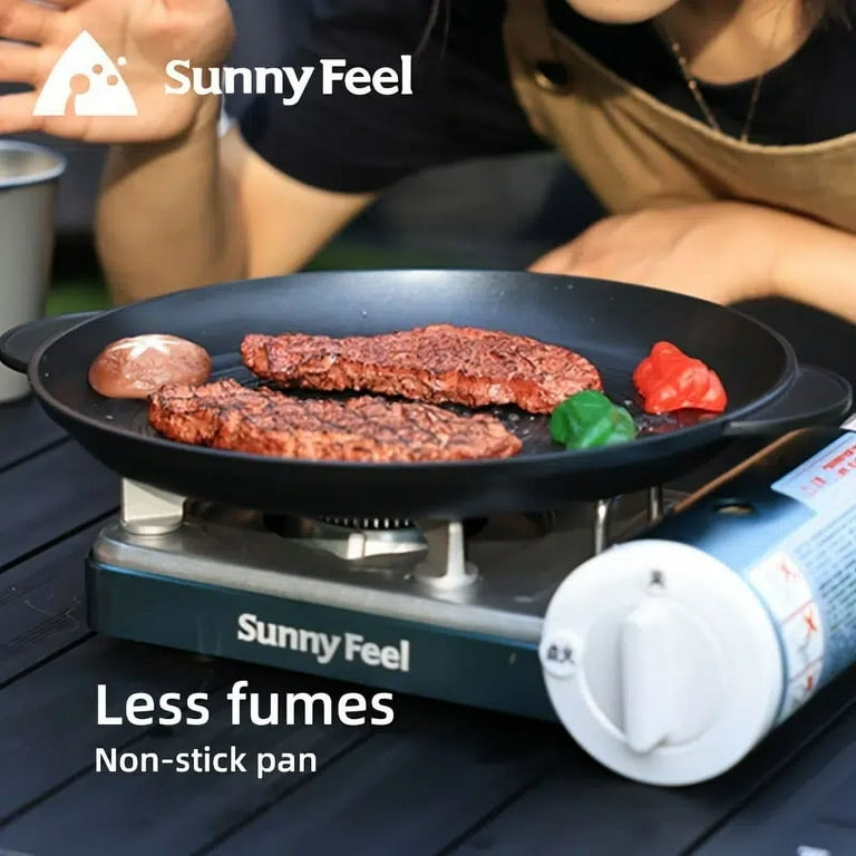 SunnyFeel 12.59in Lightweight Threaded Fry Pan, Nonstick Stove Top Grill,  Outdoor Camping Accessories 