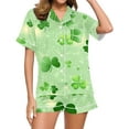 thumbnail image 2 of BEFOKA St. Patrick's Day Pajamas For Women Set Button Up Shirt & Elastic Waist Shorts Collar Neck Nightwear Graphic Pjs Shorts Sleepwear Short Sleeve Pjs Soft Pj Sets Loose Sleepwear, 2 of 6