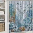 thumbnail image 6 of Orinice  Nautical Coastal Turtle Shower Curtain, Coral Starfish Seashell Ocean Themed Bathroom Curtain, Underwater Seahorse Bathroom Decor Blue  69x72, 6 of 7